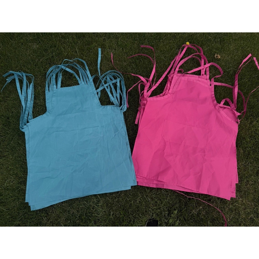 13 Aprons Set – 7 Blue & 6 Pink Kitchen/Craft Aprons with Front Pocket
